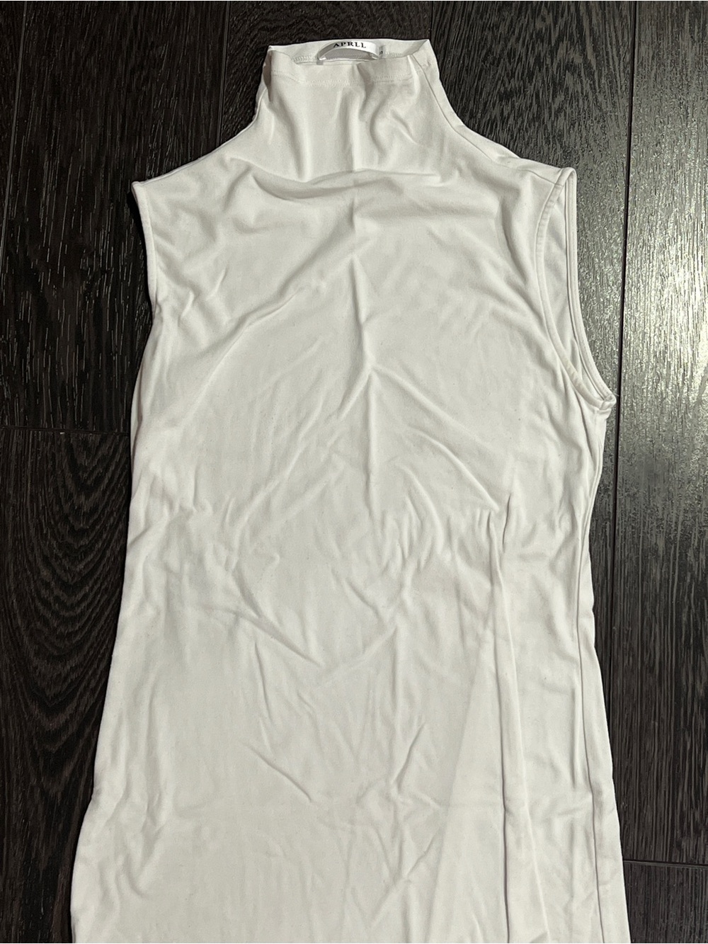 Aprll Womens white Sleeveless Turtleneck Mock Neck Rayon Blend Top medium